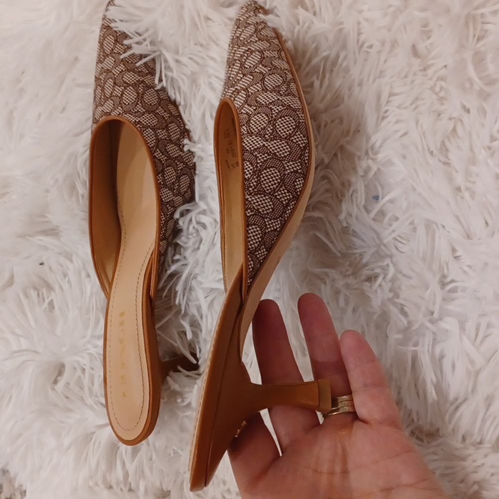 NEW COACH Signature Jacquard Renn Mule Heels In Micro Signature Jacquard Print - Picture 9 of 16